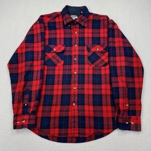 VTG Current Editions Men's Button Flannel Plaid Shirt Size Large Red Lined LS